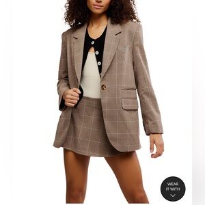 Free People Paper Cut Pinstripe One Button Blazer XL EUC